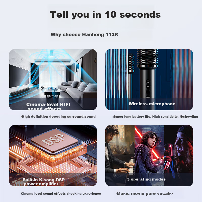 HANHONG_AUDIO 112K TV Soundbar, Home Theater KTV Package, All-In Speaker for Watching Movies And Singing, Stereo Surround Bluetooth Speaker, Karaoke Sound System for Indoor Use at Home
