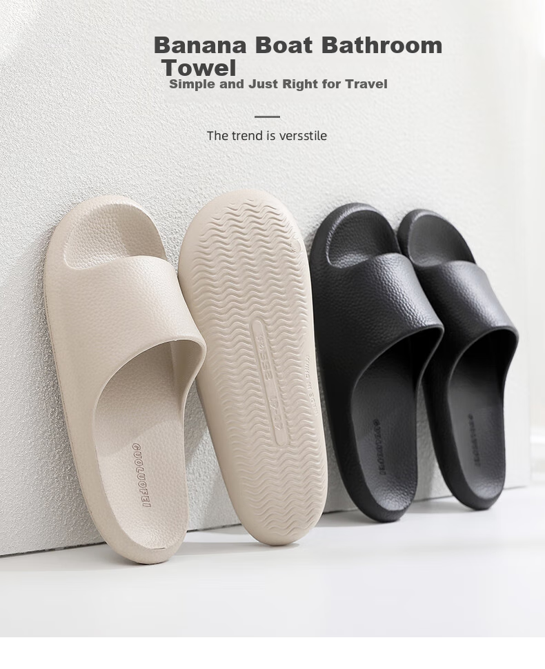GUOLUOFEI Thick-Soled Slip-On Sandals for Men And Women, Summer Bathroom Shower Non-Slip Indoor Slippers, Light Brown, Size 44-45 1