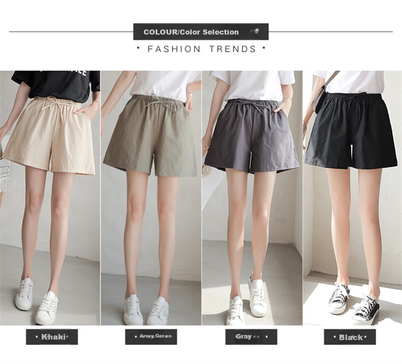 LangSha Cotton And Linen Shorts for Women, Summer A-Line Style, Plus Size, Sports Shorts, Versatile High-Waist Loose Casual Wide-Leg Hot Pants 10