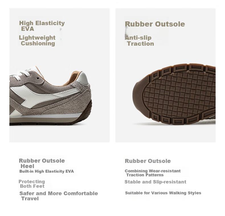Diadora Men's And Women's Casual Shoes Runmover Synth, Gray/white/brown, Recommend Ordering Half Size Up, Size 36.5 12