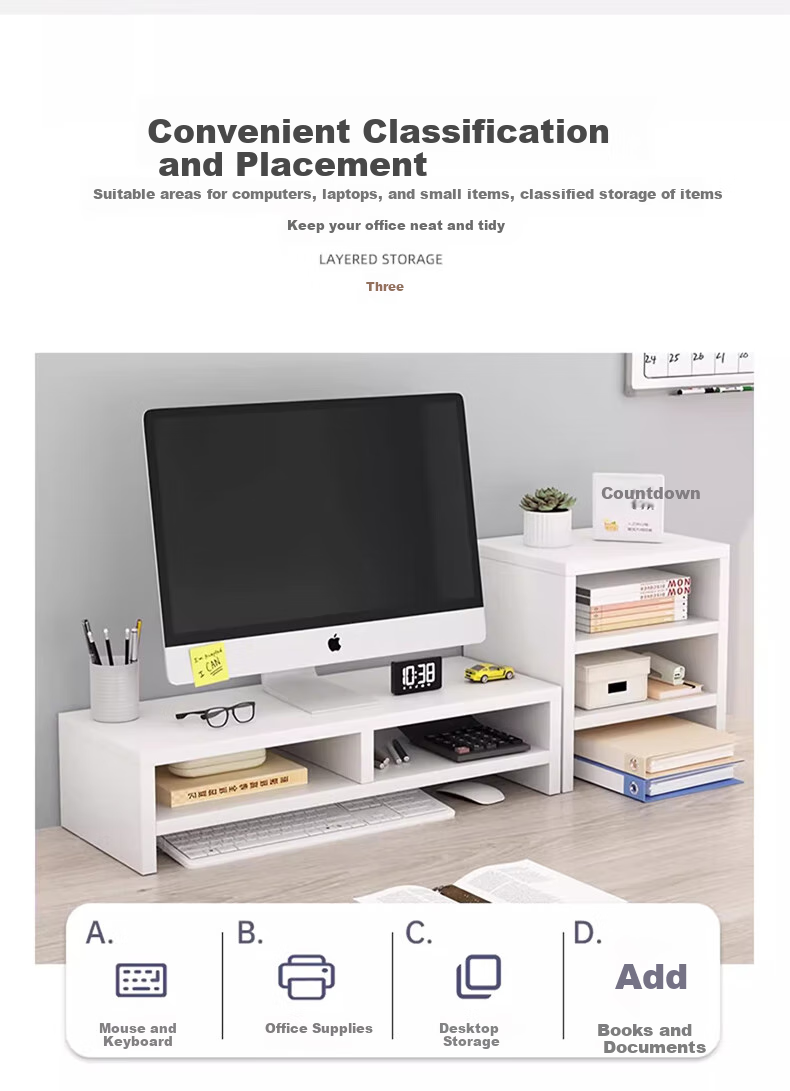 Jingjiayi Computer Stand, Laptop Monitor Riser Stand, Height-Increasing Base, Desktop Organizer, Office Storage Rack 4