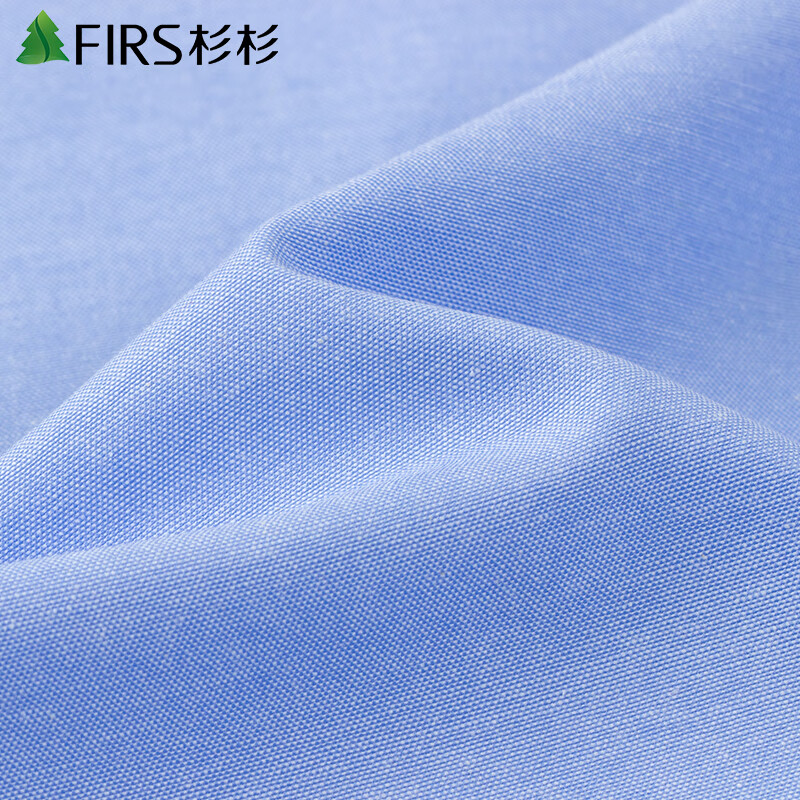 FIRS Long-Sleeve Shirt for Men, Business Oxford Cloth Wrinkle-Free Solid Color Casual Shirt, Navy Blue 627, Size 43