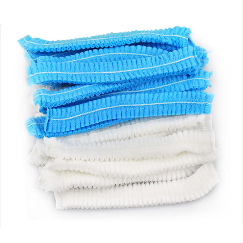 Junwen Disposable Head Cover Non-woven Chef Cap Lightweight Double-Strap Thickened Strip Hat Dustproof Hairnet White Thickened Double-Strap (100 pcs) [Jingcang] 10