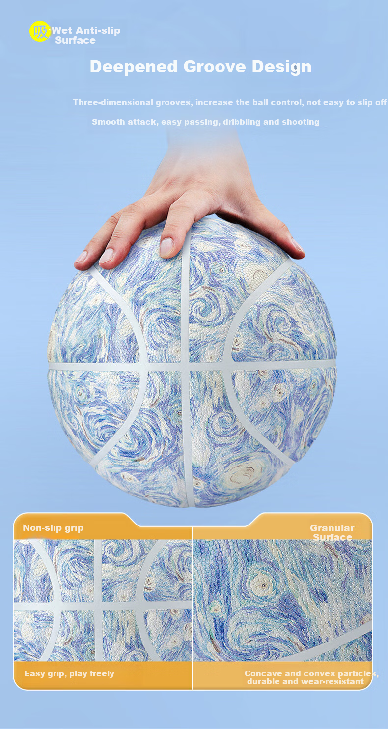 SIPAKING No. 7 Basketball for Adults, Middle School Students' High School Entrance Exam Starry Sky Oil Painting Basketball, Aesthetically Pleasing Birthday Gift for Girls 4