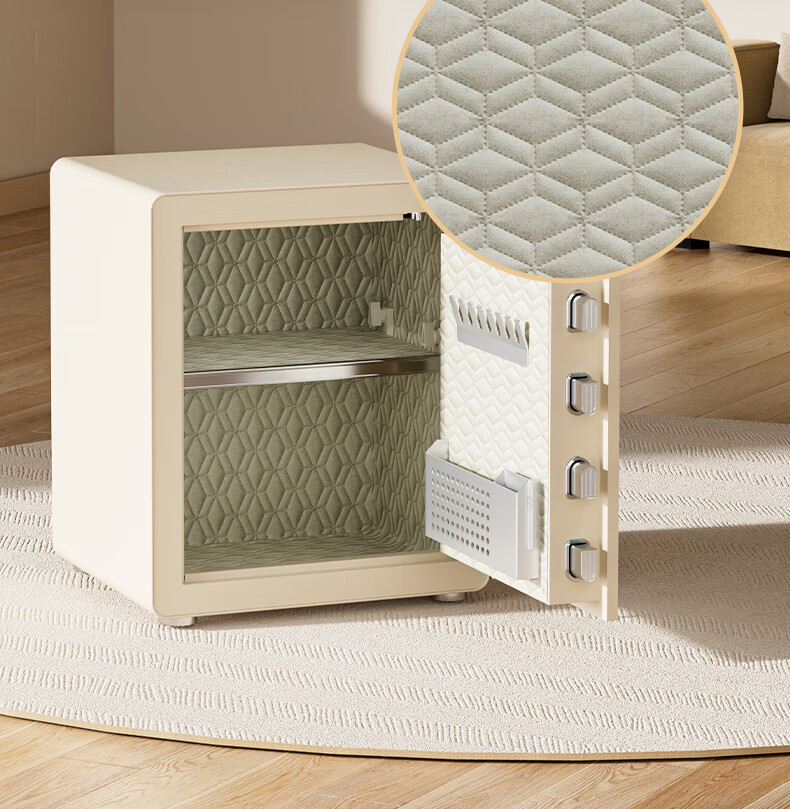 Deli Safe Deposit Box with Home Fingerprint Password Lock, Office Financial Security Box, Automatic Door Opening, Thickened Lock Bolt, 45cm Milk Coffee Color AE640-Z 6