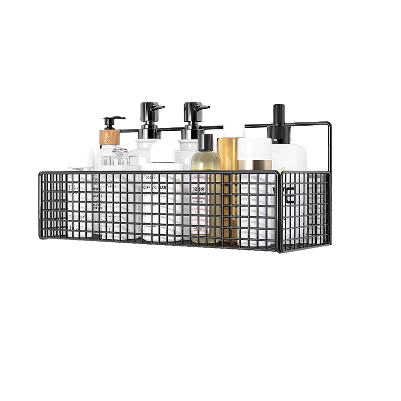 Jingjiayi Bathroom Storage Rack, No Drilling Required, Wall-Mounted Toilet Organizer, Iron Art Dorm Bedside Storage Basket, 36cm