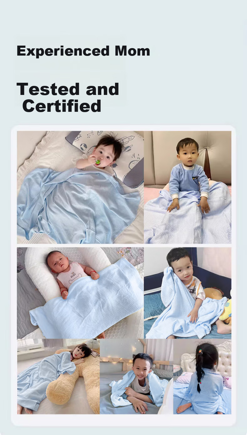 MUJI Baby Blanket Children's Air Conditioning Summer Quilt Newborn Bamboo Fiber Cover Ice Silk Blanket Gray 90*103cm 2