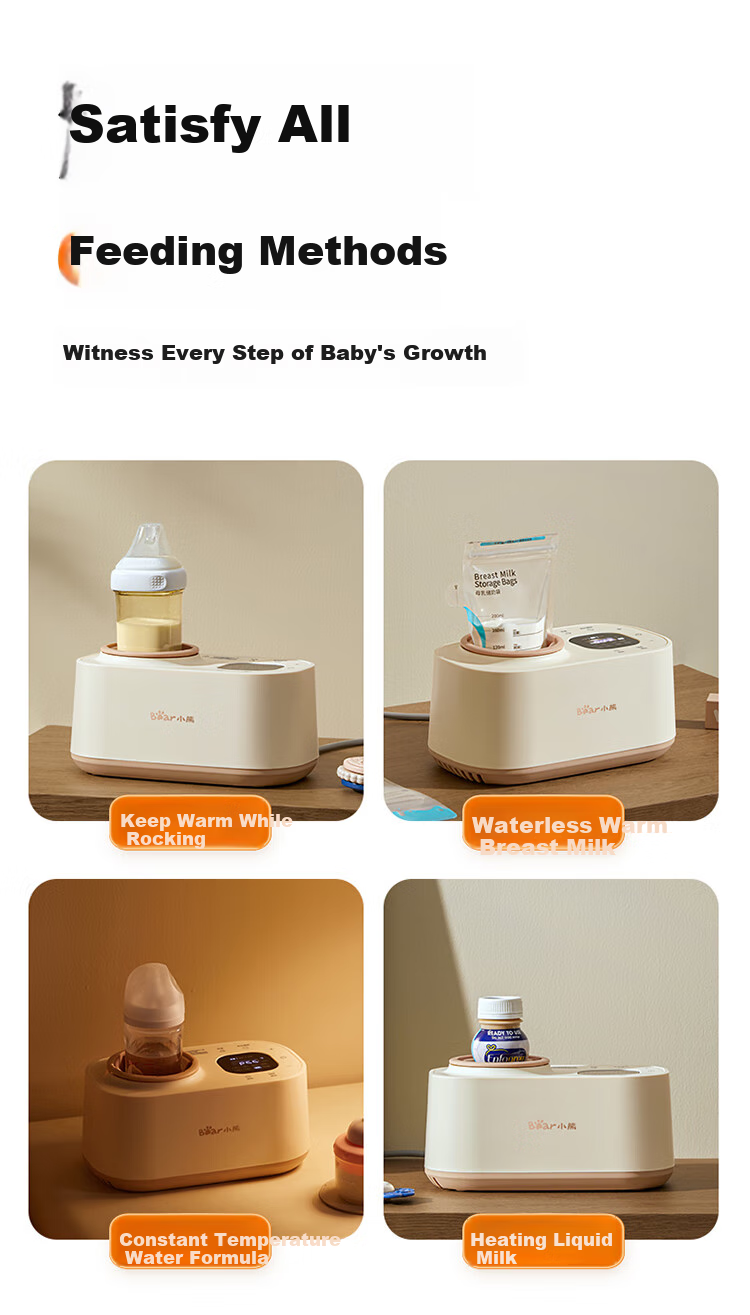 Bear Milk Shaker And Warmer, All-In Baby Automatic No-Water Milk Heating/Insulation/Defrosting Four-In J02E7 9
