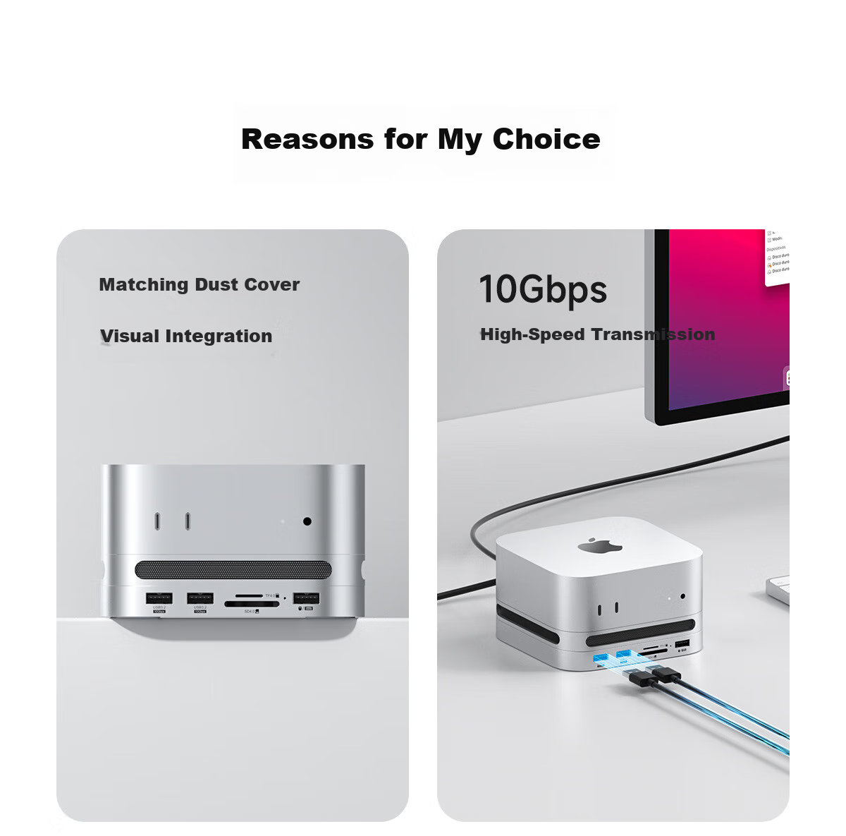 Hagibis Expansion Dock Compatible with Macmini M6/M5Pro/M4 Base, Hard Drive Enclosure, M.2 Expansion SD/TF4.0 Card Reader, USB-C Interface, Desktop Stand 2