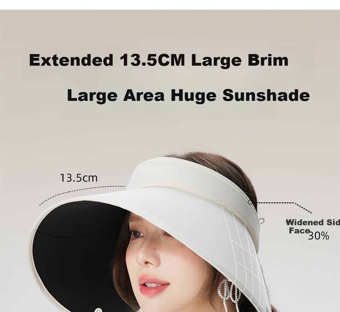 CACUSS Women's Sun Protection Hat, Summer Wide Brim UV-Resistant Visor Cap, Black Outdoor Sun Hat 9