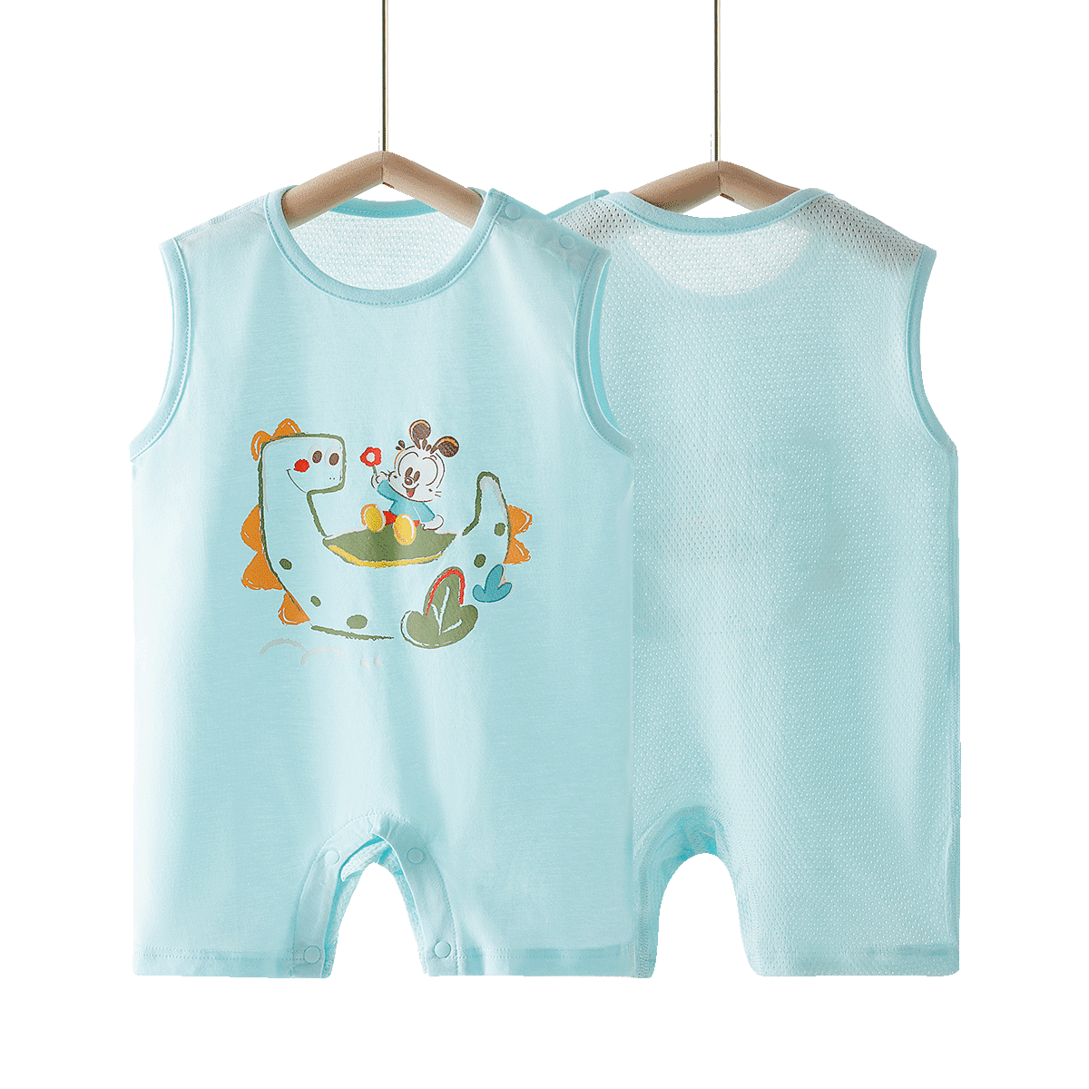 BOBDOG Baby Romper, Class A Pure Cotton Breathable Mesh, Small Age Outdoor Wear, Onesie, Baby Summer Clothing