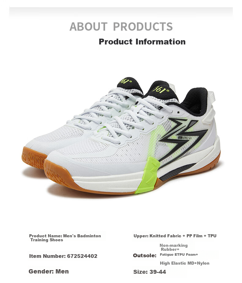 361° Men's Badminton Shoes, Zhansheng PRO Professional Shock-Absorbing Non-Slip Wear-Resistant Training Shoes for Men, 672524402-1 36
