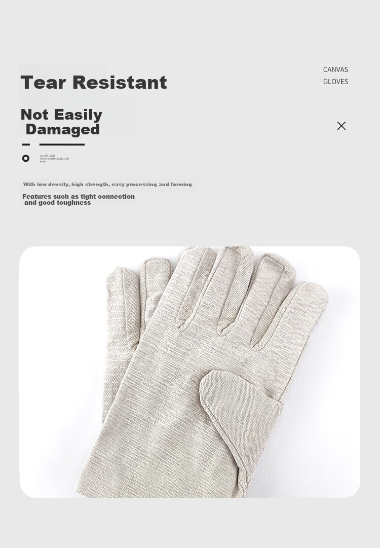 SHENGLI GCF240 Canvas Gloves, Work Gloves, Durable And Tear-Resistant, 24-Stitch Pattern, Double-Layer Cotton, White, Pack of 10 Pairs 3