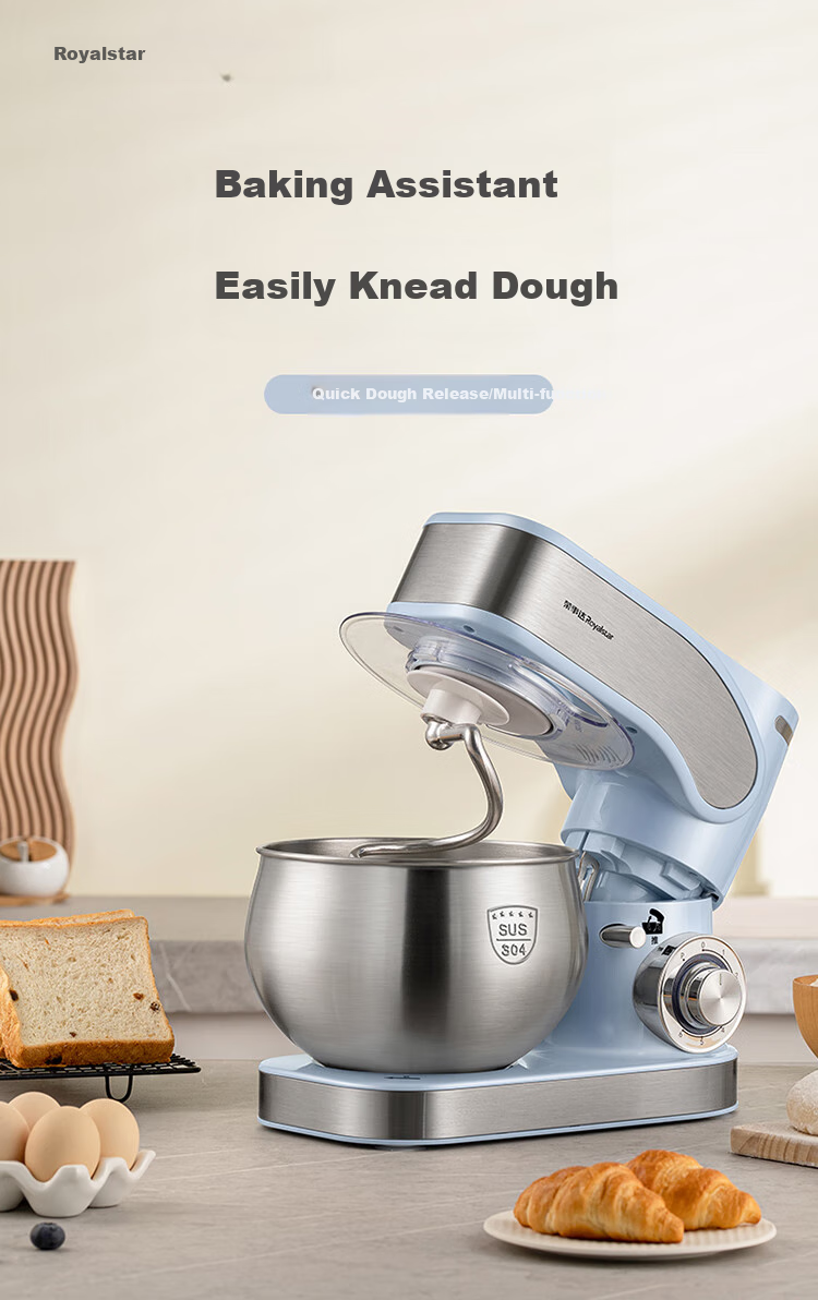 Royalstar Stand Mixer, Large Capacity for Home Use, Multifunctional Dough Kneading And Mixing, Fully Automatic, 1200W High Power, Whipping Milk, Egg White, Cream, Bread Maker, 5 Liters, RM1200Z 1