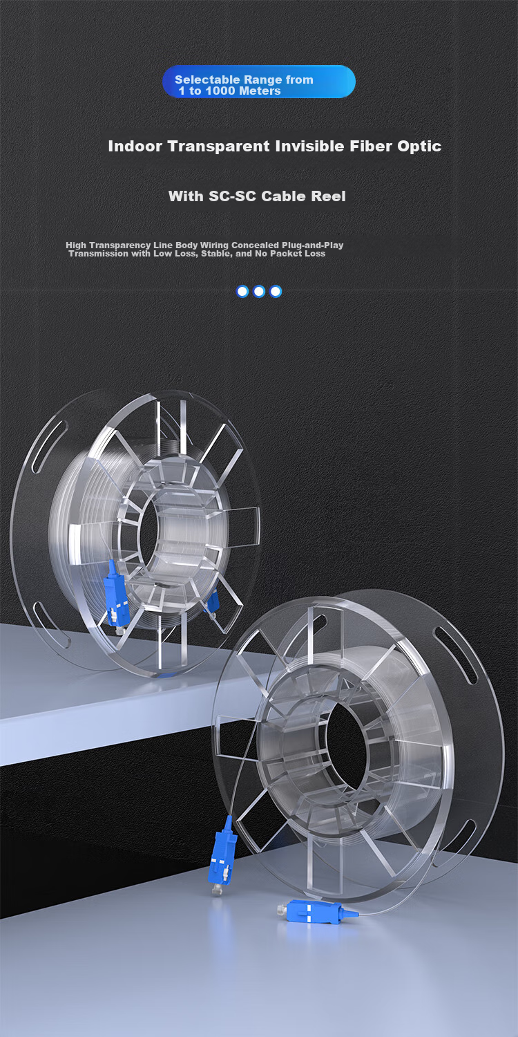 Dashengguang Transparent Invisible Fiber Optic Cable Reel, Single-Mode Single-Core SC-SC, Indoor FTTH Whole-House Networking Fiber Optic Cable, 5 Meters, DSG-GJJV 1