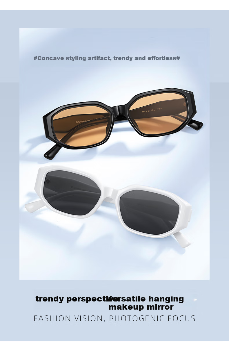 Chaersitaoxin Sunglasses for Men And Women GM Style Small Frame Sunglasses UV Protection Glasses CJ9070 Black Frame/brown Lenses C2 4