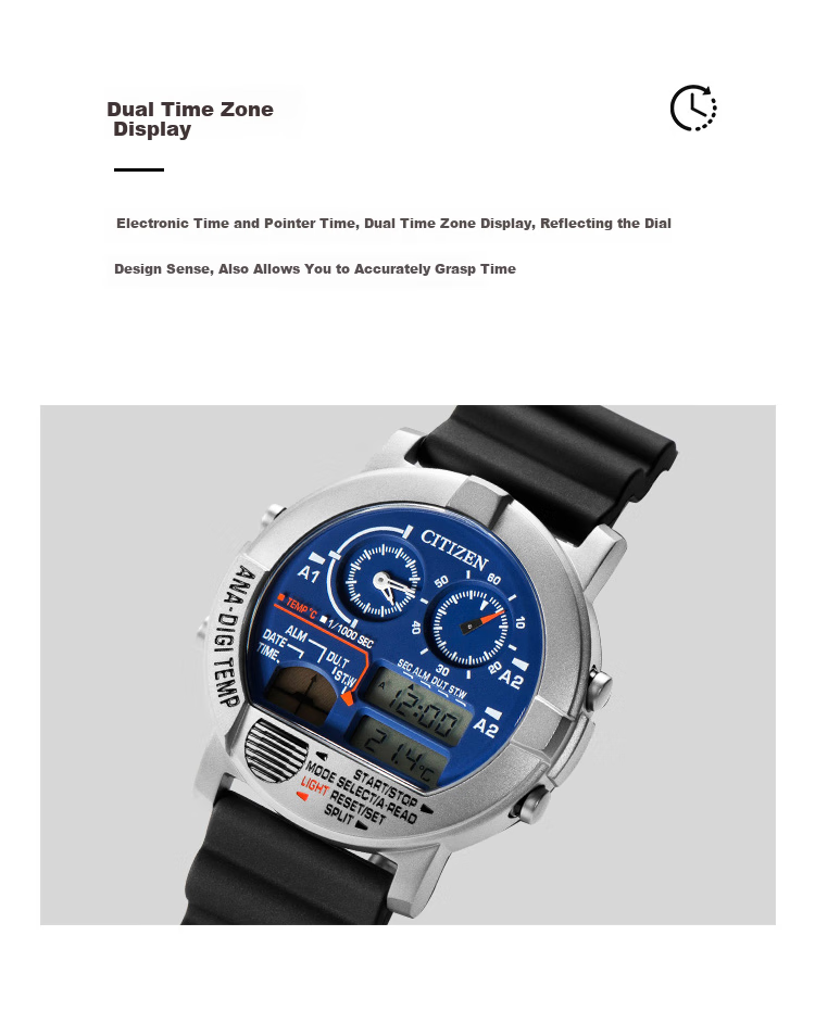 CITIZEN Watch for Men, Japanese And Korean Style, Starship Quartz Watch with Blue Dial And PU Strap, Gift for Students Or Boyfriends, JG0070-20L 4