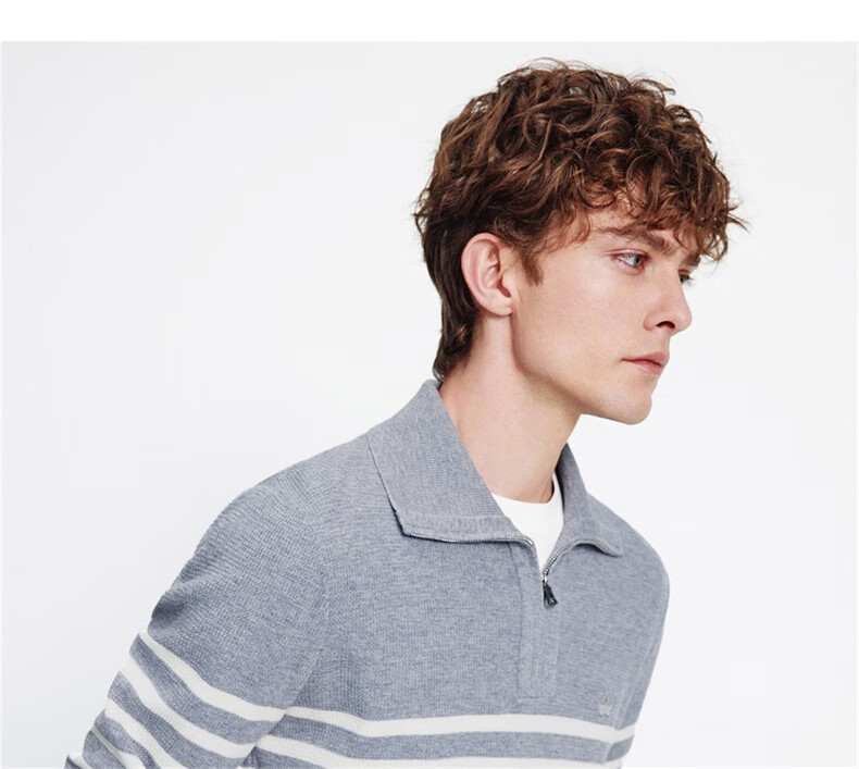 Navikail Star Model Italian Small Sailboat Men's 25-Style Half-Open Collar Striped Casual Knit Sweater 1344045502 30