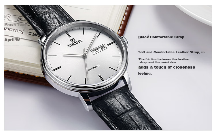 EBOHR Watch, Master Series Casual Leather Strap Mechanical Watch for Men And Women, Birthday Mid-Autumn Festival Gift, 36170135/142 9
