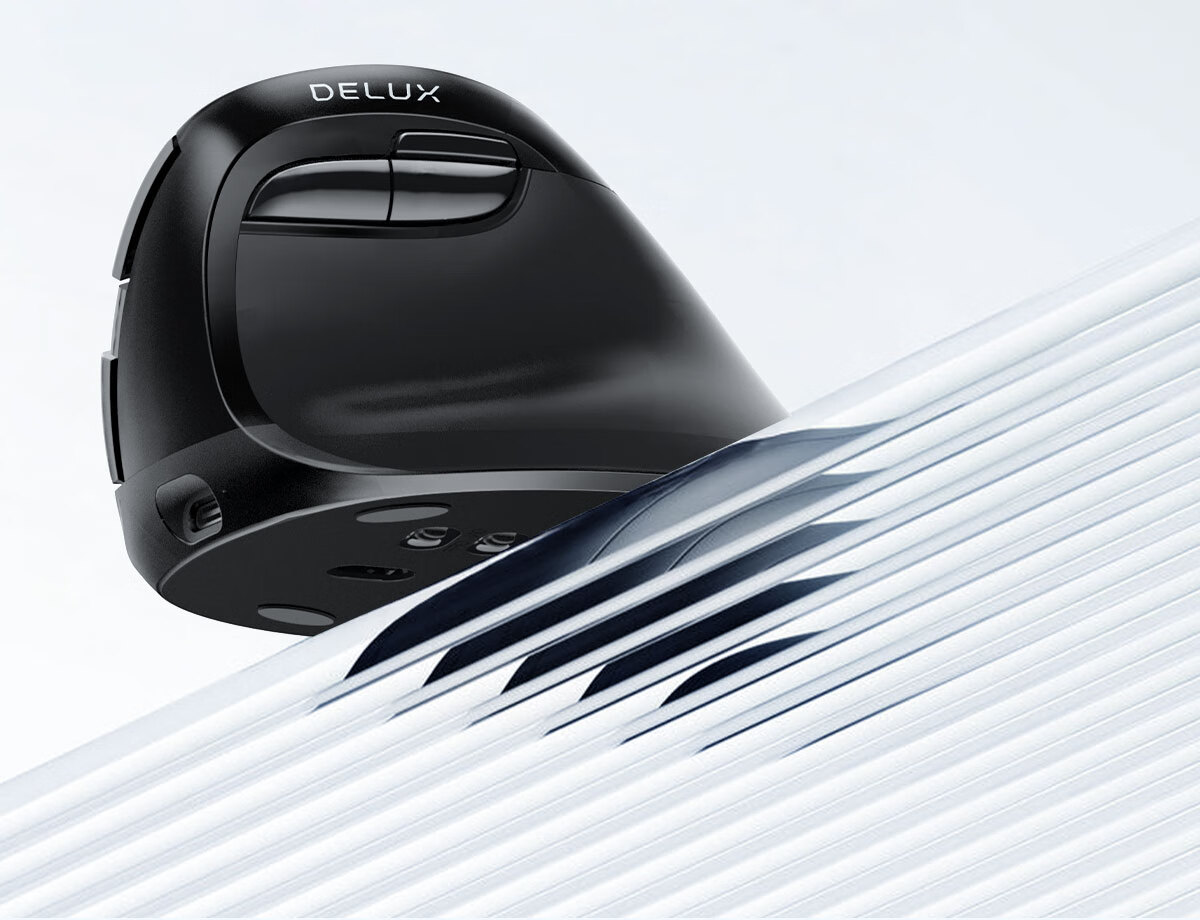 Delux M618mini Wireless Mouse, Bluetooth Mouse, Ergonomic, Vertical Standing, Dual-Mode Rechargeable, for Office And Laptop Use, Quiet Clicks, Iron Gray Color 7