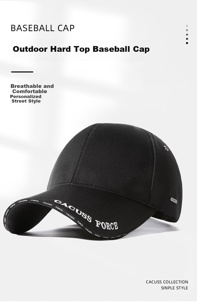 CACUSS Baseball Cap for Men, All Seasons, Large Head Circumference, Face-Slimming, Hard Brim, Sun Visor, UV Protection, Outdoor Versatile Hat 1