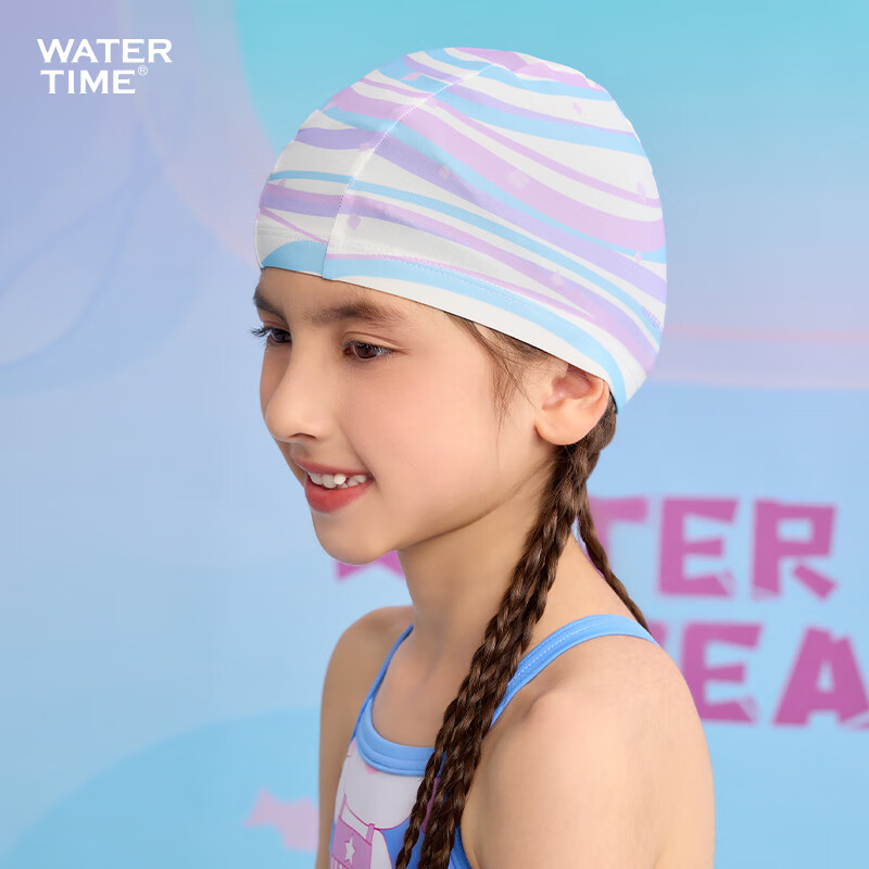 Детская шапочка для плавания WATERTIME, удобная, из эластичной ткани, с защитой головы, разноцветная