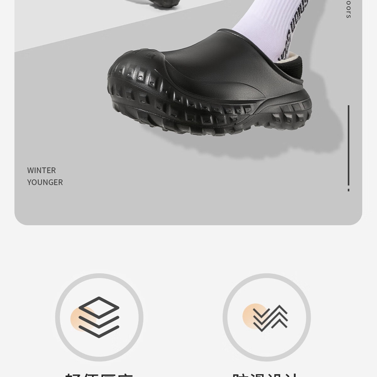 TZLDN Waterproof Cotton Shoes Men's Autumn Winter Warm Couple Men's Outdoor Cotton Slippers Black 40-41 1