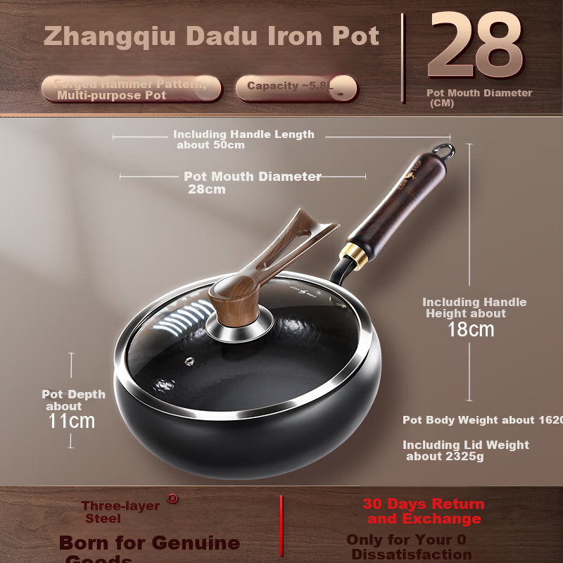 SSGP® Large-Bell Iron Wok, Preheated Non-Coated Flat Bottom for Gas Stove And Induction Cooker, 28cm, 38532 9