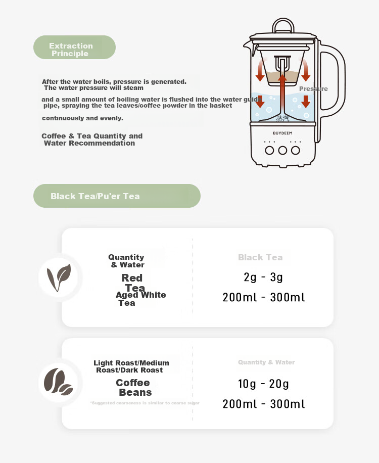 Buydeem [No Glue] Health Pot Water Kettle Multifunctional Tea Maker Mini Health Cup Office Hot Water Pot K36 Light Cypress Green + Mini Extraction Basket 4