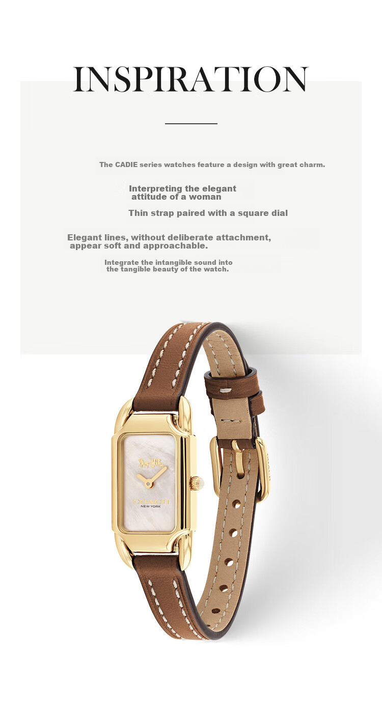 COACH CADIE Series Leather Strap Quartz Women's Watch 14504028, Recommended by Gong Xue'er, Gift/giving 4