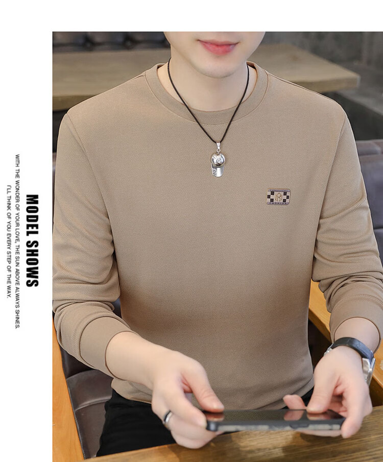 TUCANO Men's Sweatshirt Spring and Autumn Crew Neck Long Sleeve T-Shirt Casual Base Shirt Black L 5