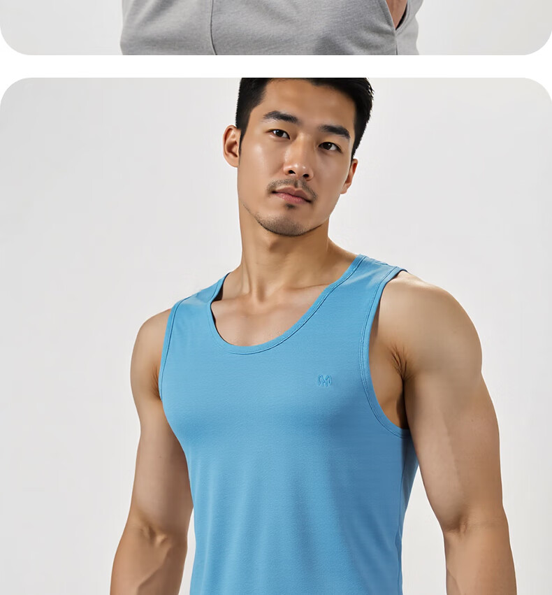 Hengyuanxiang Large Size Ice Silk Men's Tank Top, 10A Antibacterial Mesh, Autumn Wide Shoulder Sleeveless Undershirt, Breathable Quick-Dry Sports T-Shirt 21