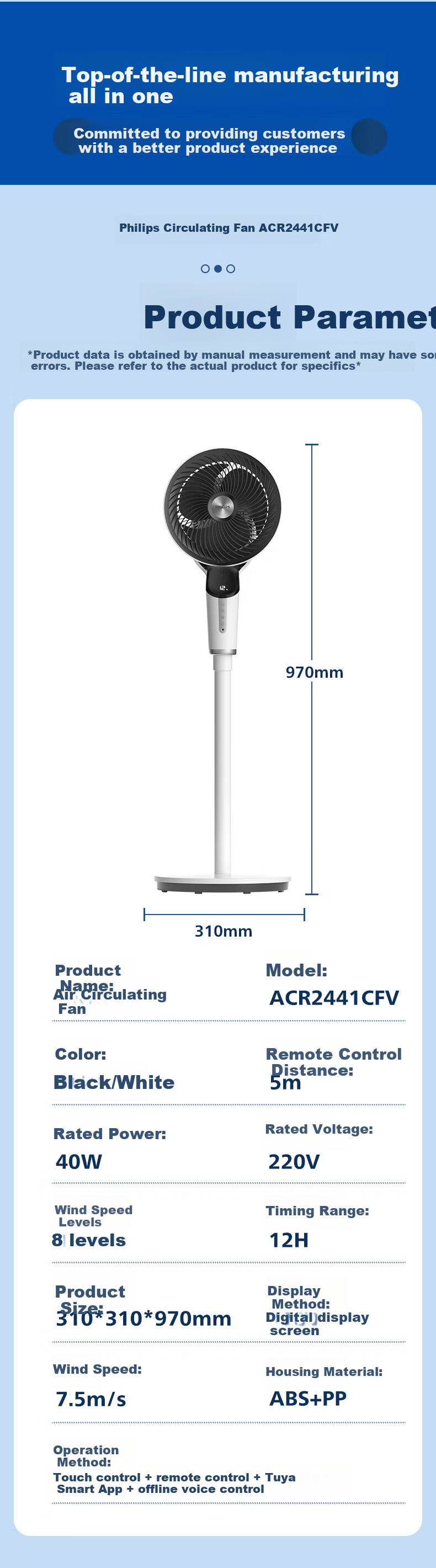 PHILIPS AC Motor Fan Air Circulator with 3D Oscillation, Floor Fan for Home Use, Gentle Wind Quiet Purifying Fan ACR2441CFD 11
