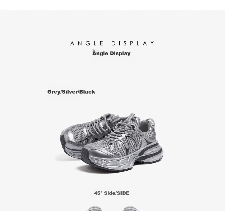 CAMEL [Dilireba's Same Style] Silver Moon 2nd Generation Dad Shoes Women Casual Shoes L25A283148 Gray/Silver 36 28