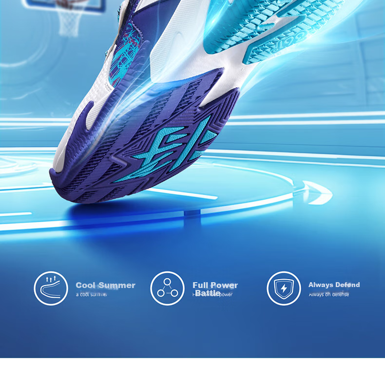 361° Children's Sports Shoes, All-Season Youth Basketball Shoes, Durable Training Sneakers with Rotary Buckle, Blue, Size 35 11