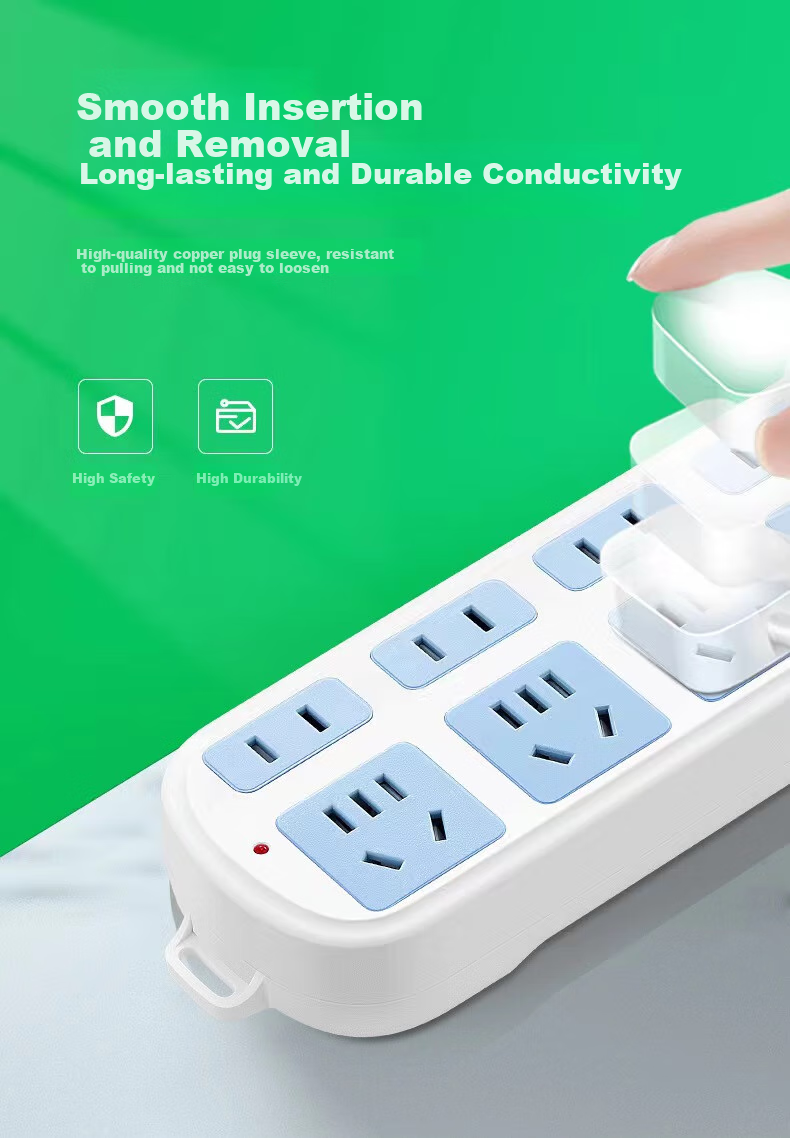 BULL Eight-Slot Two-To Multi-Outlet GN-610, 3-Meter New National Standard Power Strip, Master Switch Socket, Extension Cord Reel Socket, Surface-Mounted Multi-Outlet Socket 2