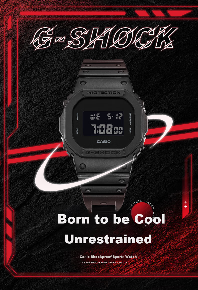 Casio Men's Watch, Small Square Sports Student Watch G-SHOCK Electronic Men's Watch GM-5600SCM 1