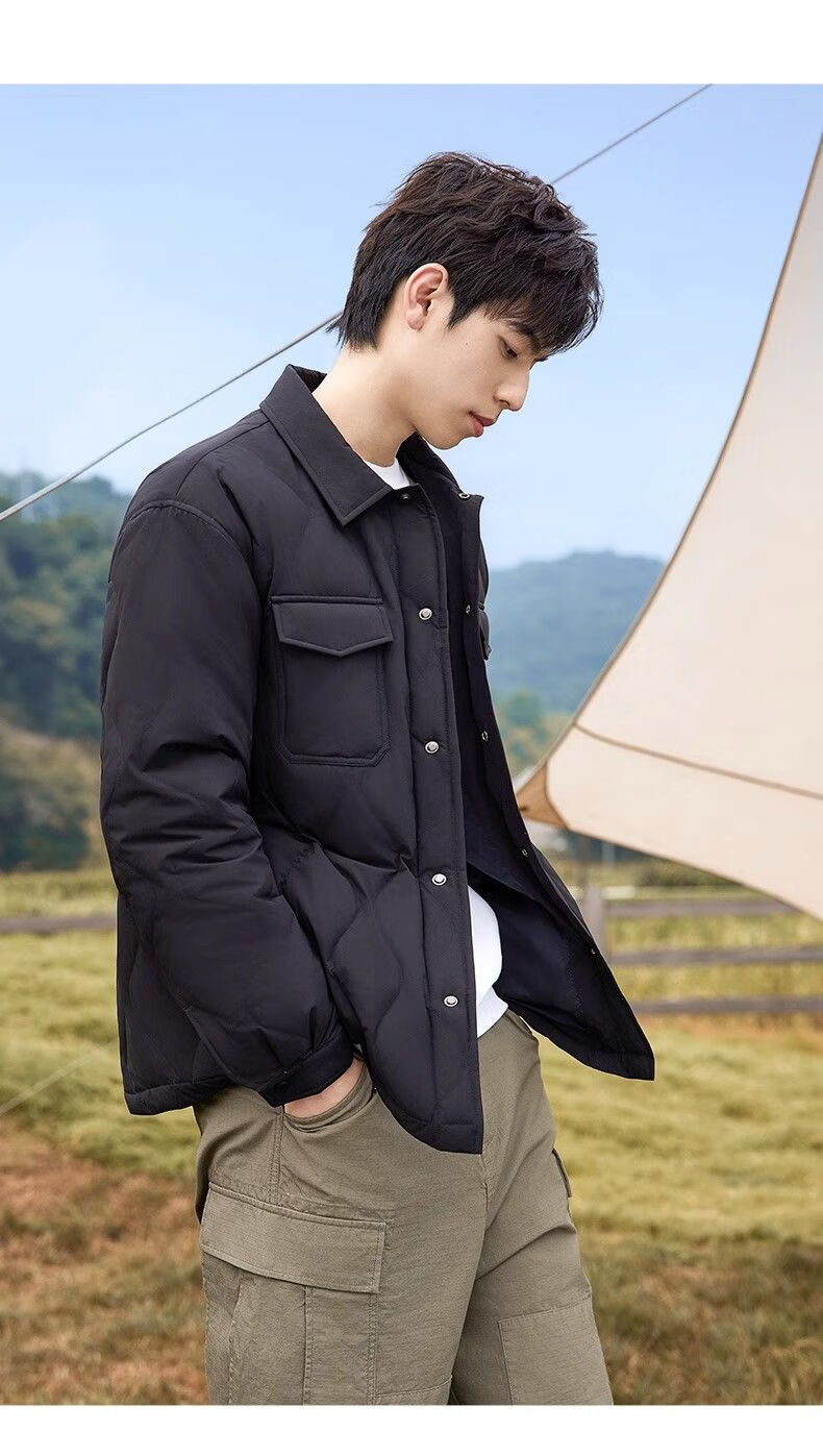 YAYA Men's Shirt Collar Down Jacket Winter 2025 Fashion Warm Lightweight Unisex Outdoor Casual Coat 14