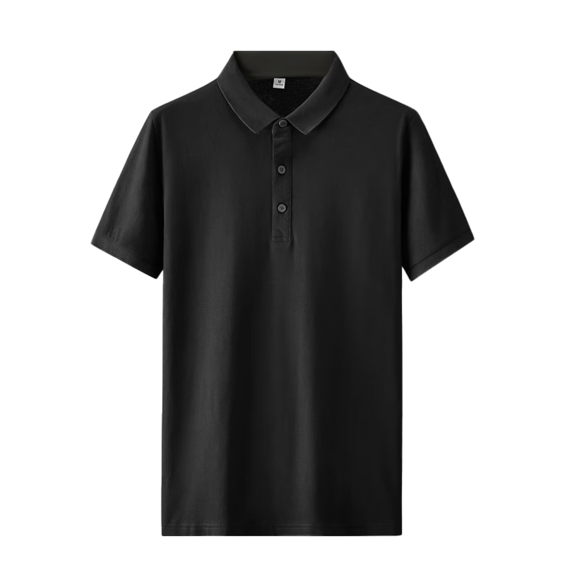 Jeanswest POLO Shirt for Men, Short Sleeve, Summer 2025, Pure Cotton, Trendy Casual Versatile Top, Black, 2XL