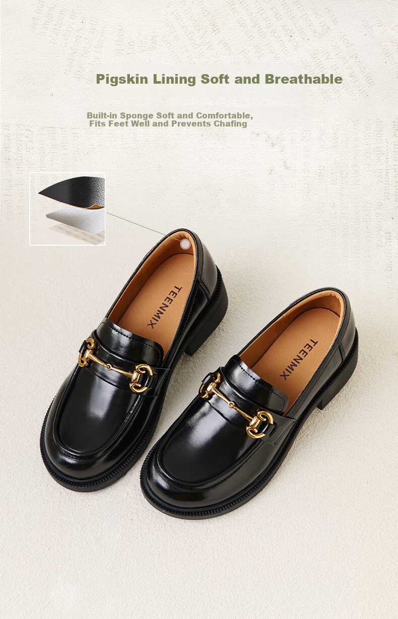 TEENMIX Thick-Soled Loafers, Women's Flats, Same Style As in Shopping Malls, Commuter Leather Shoes 11