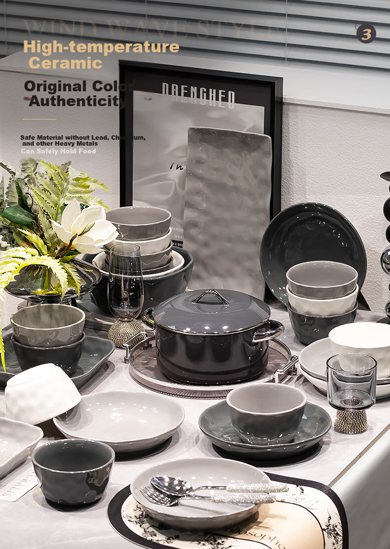 KANGMO New Light Luxury Nordic Style Ceramic Dinnerware Set, Moving Gift Set, Karlos 20-Piece Set 5