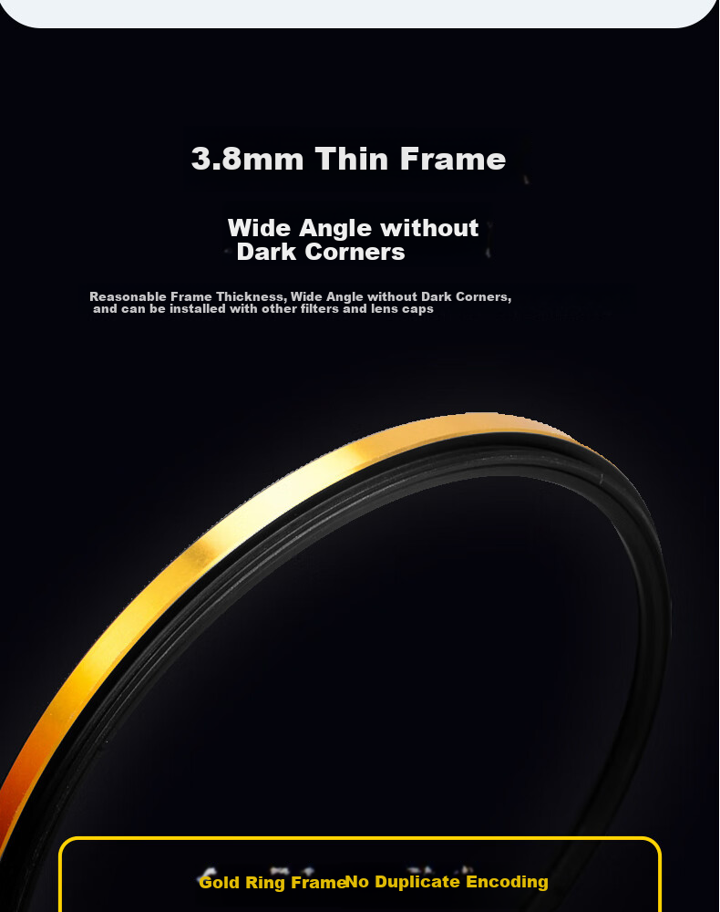 Kase UV Filter, 72mm Gold Ring MCUV High-End Filter, Double-Sided Multi-Layer Coated High-Definition High-Transparency UV Filter Protective Lens 9