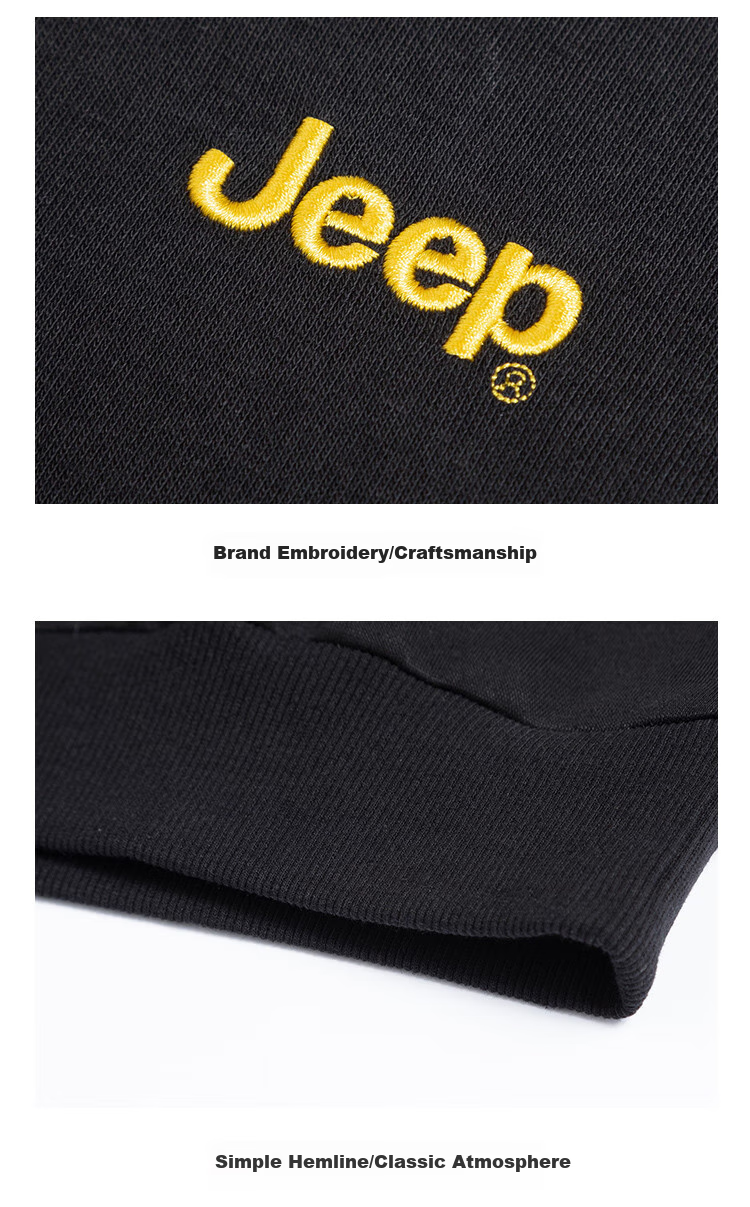 JEEP [Containing Mulberry Silk & Embroidery] Men's Sweatshirt, Solid Color, Loose Fit, Casual Sports T-Shirt, Dark Gray, XL 17