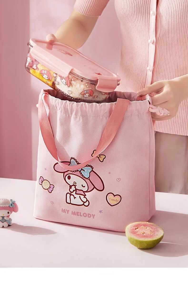 MANCHAOJIA Sanrio Glass Lunch Box Microwave Heating Fresh-Keeping Bowl Office Bento Soup Bowl Hello Kitty 700ML 14