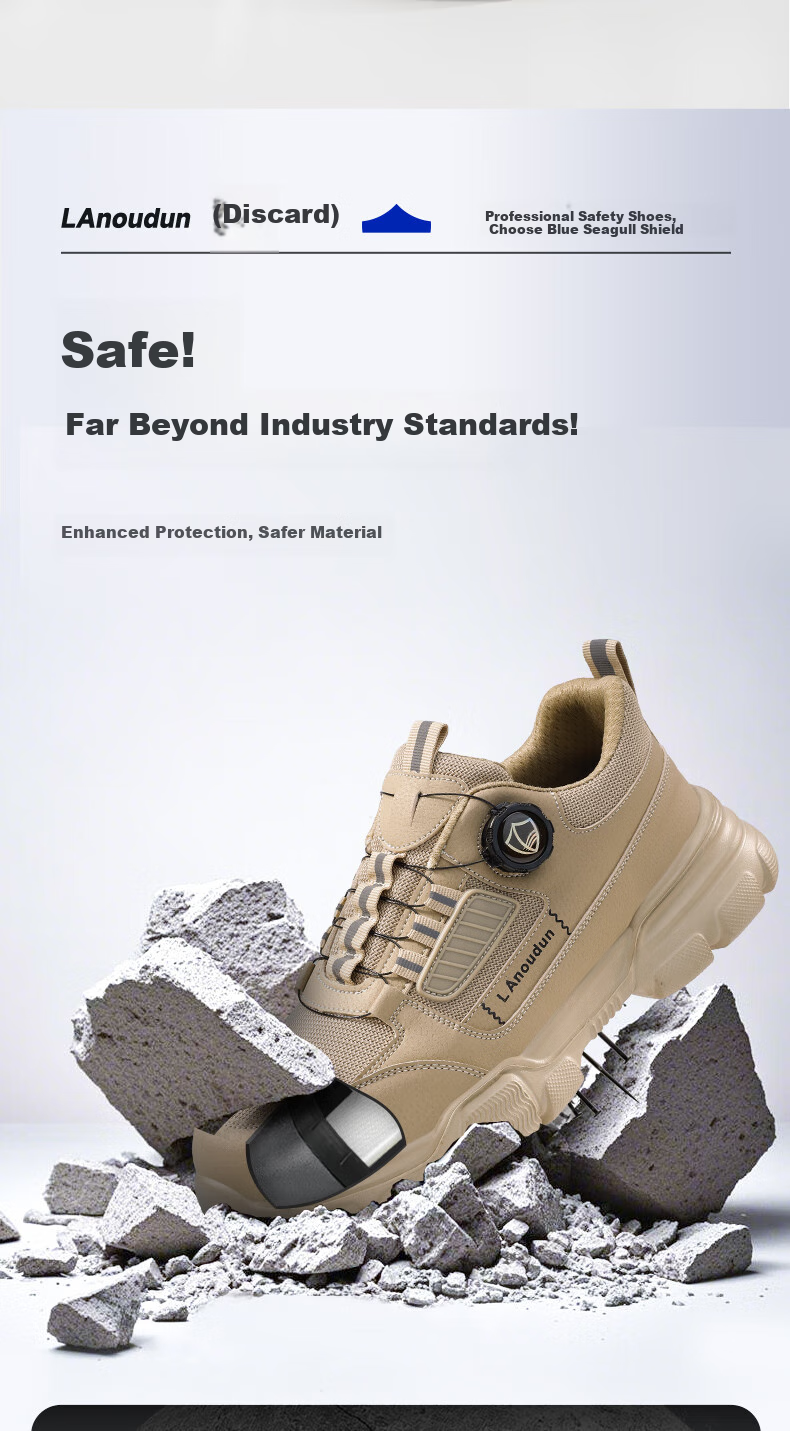 Lanoudun Men's Ultra-Light Safety Shoes with Steel Toe Cap, Puncture-Resistant, Comfortable, Non-Fatiguing, Wear-Resistant Work Safety Shoes DL267 Size 37 2