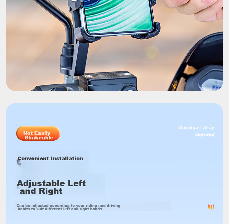 Move Iron Electric Vehicle Phone Holder, Motorcycle Aluminum Alloy Navigation Mount, Scooter Universal Six-Claw Fixed Delivery Courier Phone Stand, Cycling Equipment Accessory, Rearview Mirror Model 8
