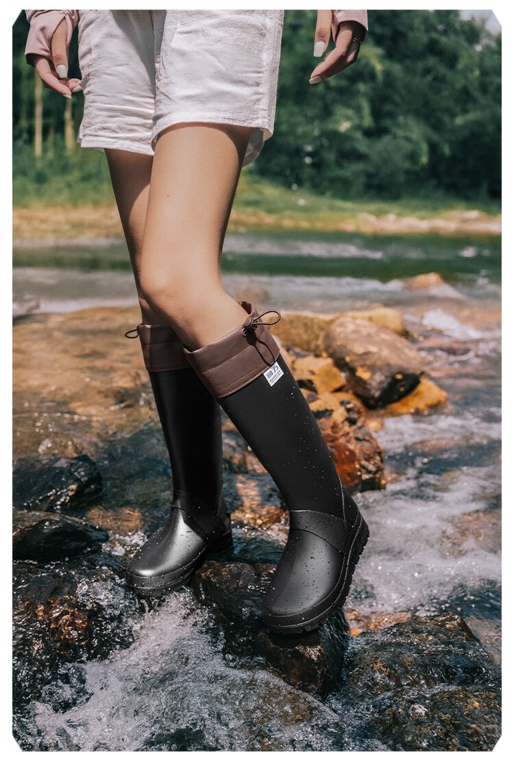 Warrior Unisex Waterproof Non-Slip Outdoor Hiking Rain Boots Foldable Durable Rain Shoe Covers 1003 Black Size 40 23