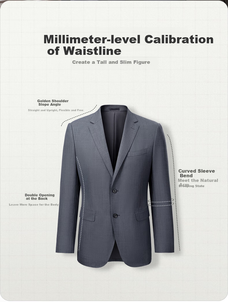 Goldlion [Ziyoux] Spring And Summer Men's Dress Pants, Machine Washable, Wool, Easy-Care Formal Trousers, Gray, Size 34 14