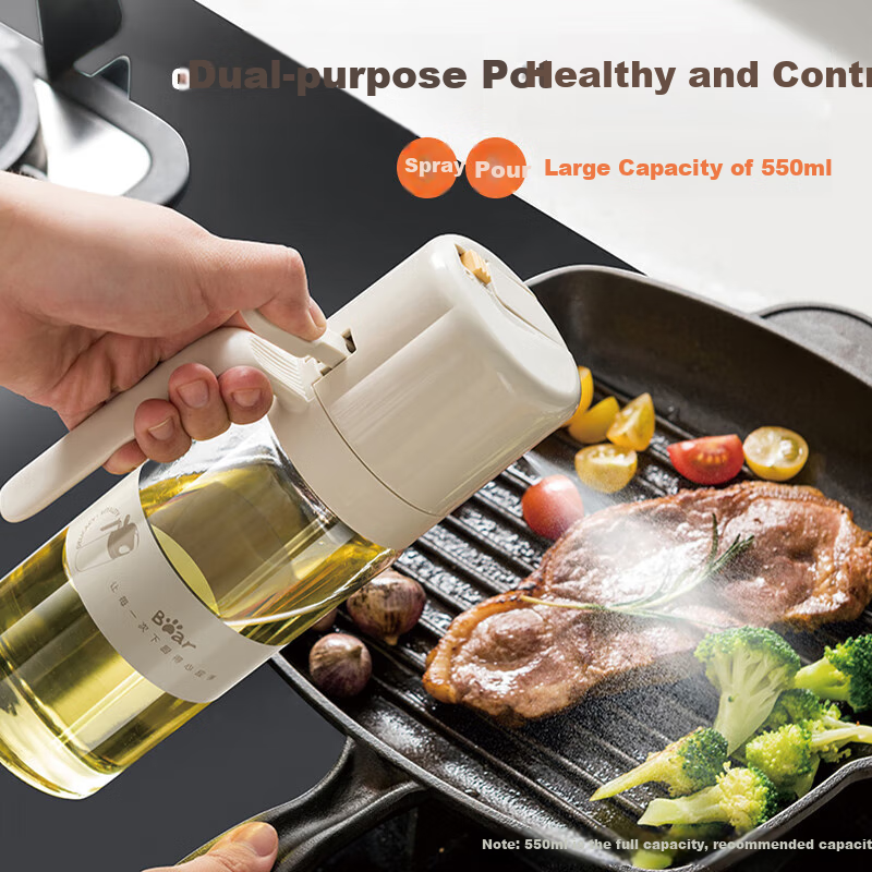 Bear Spray Bottle, Oil Sprayer, Seasoning Bottle, High Borosilicate Glass Kitchen Soy Sauce Bottle, 550ml, CX-W0086