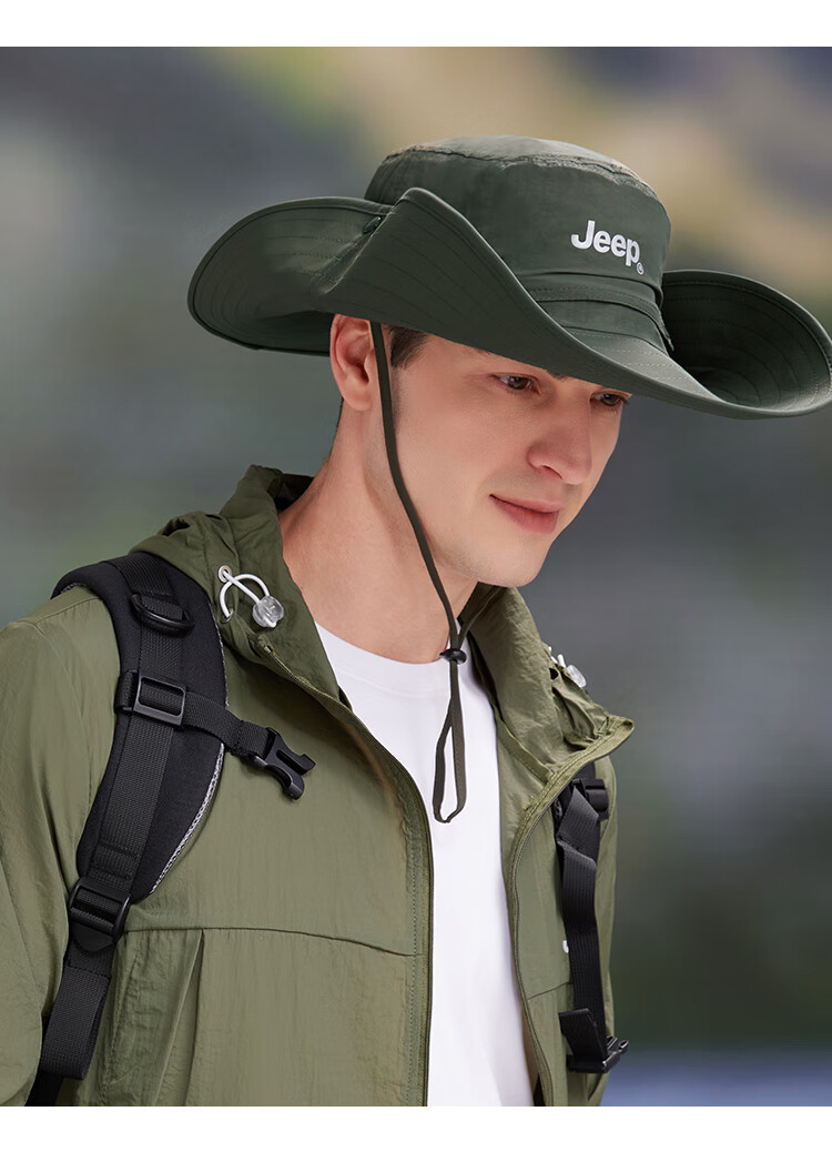 JEEP Sun Protection Hat for Men, Sun Visor Cap, Fisherman Hat, Fishing And Hiking Hat, Summer Outdoor Hat for Men, Dark Spring Gree 14